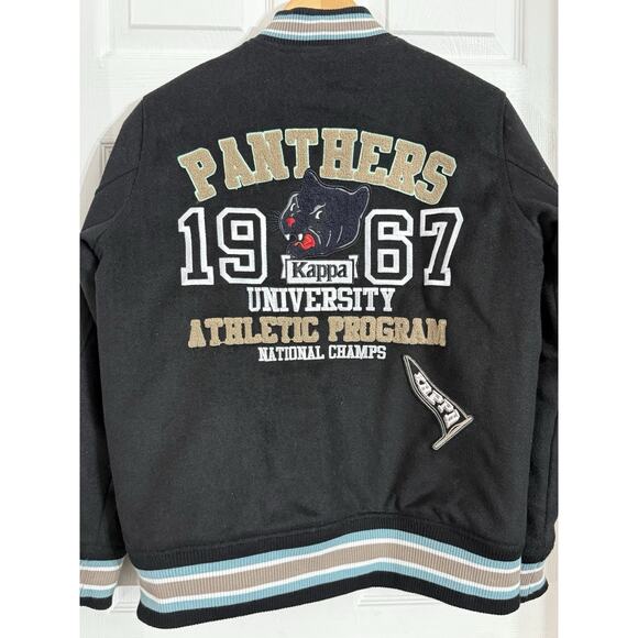 NEW Kappa Men Authentic Carlton Black Brown Chant Letterman Varsity Coat Small S - Picture 6 of 6